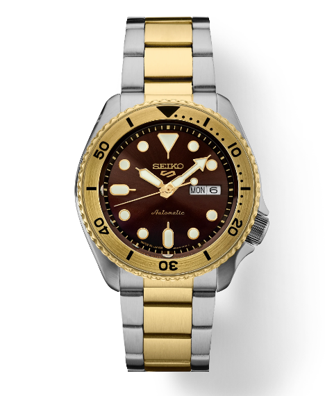 Gent'S Two-Tone Seiko 5 Divers Watch New Srpk24