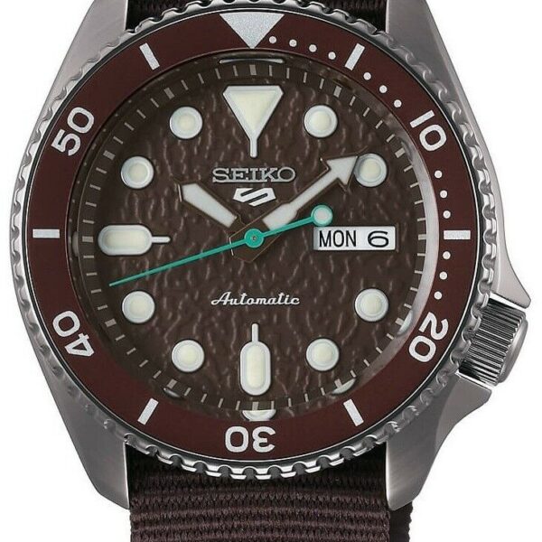 Seiko 5 Sports SRPD85K1 Automatic Brown Dial Nylon Strap Mens Watch