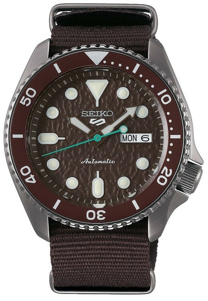 Seiko 5 Sports SRPD85K1 Automatic Brown Dial Nylon Strap Mens Watch